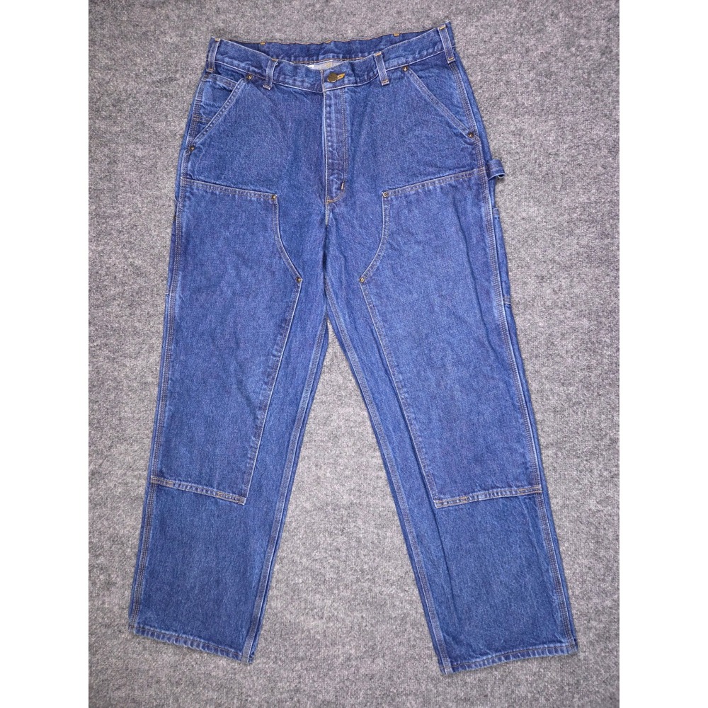 Carhartt B73-DST Double Front Logger Jeans Mens 36x32 Blue Loose Original Fit